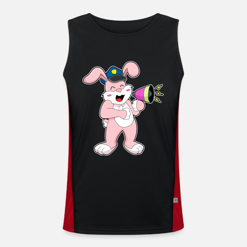 Rabbit Policeman Microphone - Men's Functional Contrast Tank Top  - black/red