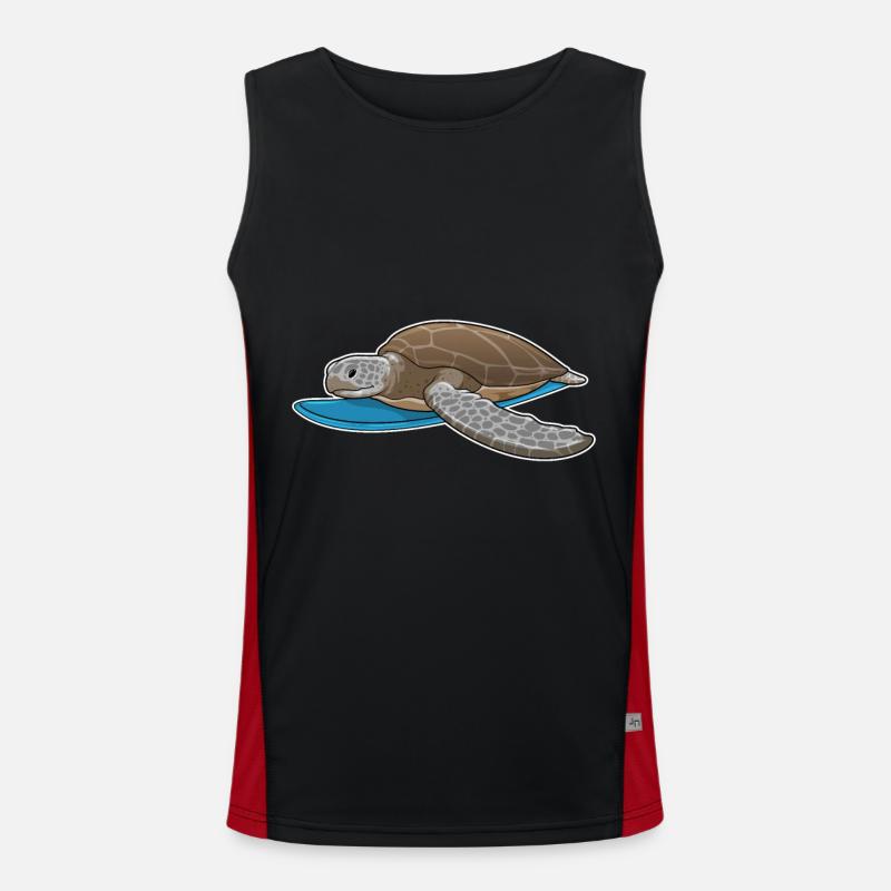 Turtle Surfer Surfboard - Men's Functional Contrast Tank Top  - black/red