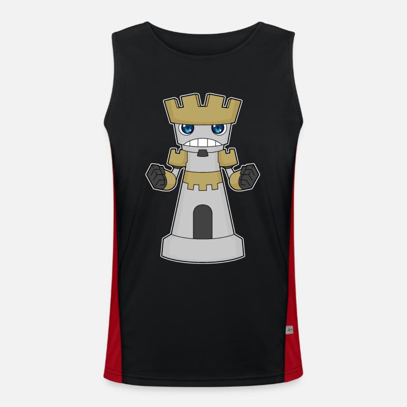 Chess piece Rook Chess - Men's Functional Contrast Tank Top  - black/red
