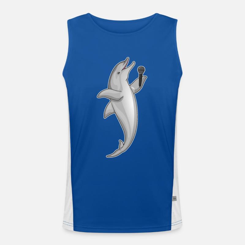 Delfin Sänger Mikrofon Funktionelles Kontrast-Tank Top für Männer 