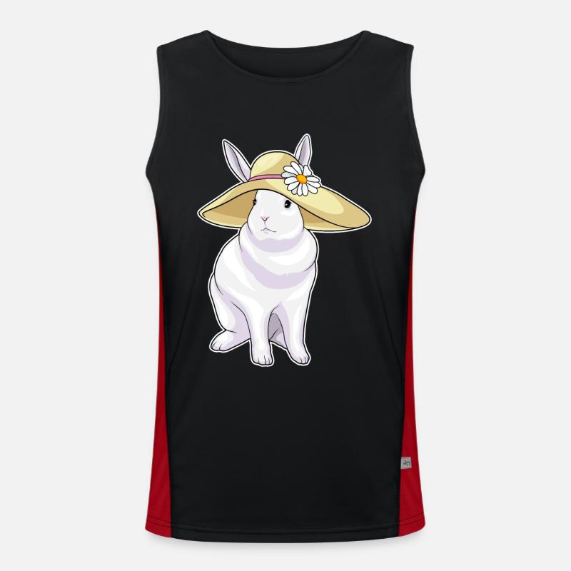 Rabbit Hat Flower - Men's Functional Contrast Tank Top  - black/red