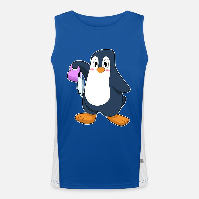 Pinguin Eiskaffee Funktionelles Kontrast-Tank Top für Männer 