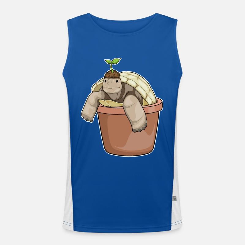 Schildkröte Blumentopf Pflanze Funktionelles Kontrast-Tank Top für Männer 