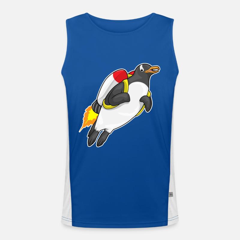 Pinguin Fliegen Jetpack Funktionelles Kontrast-Tank Top für Männer 