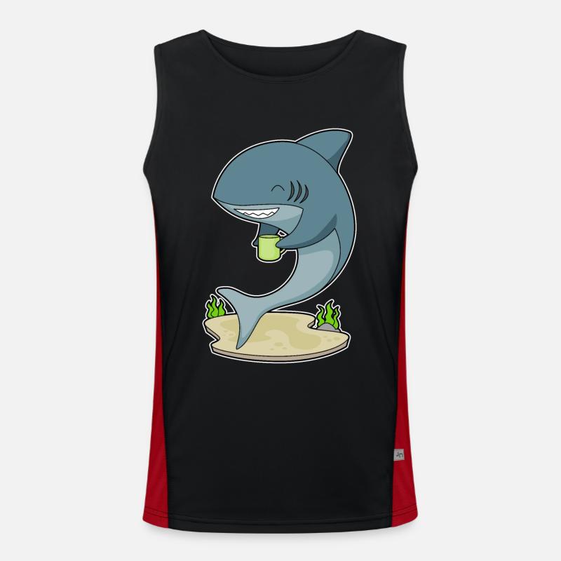 Shark Mug Coffee - Men's Functional Contrast Tank Top  - black/red