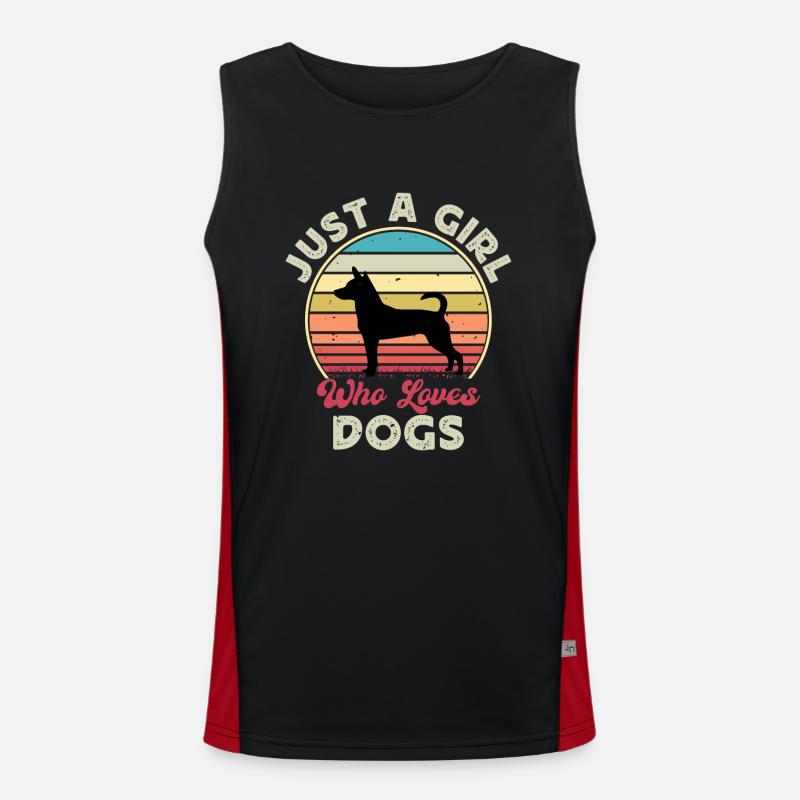 Decker Rat Terrier Dog Silhouette Retro Sunset Men's Functional Contrast Tank Top 