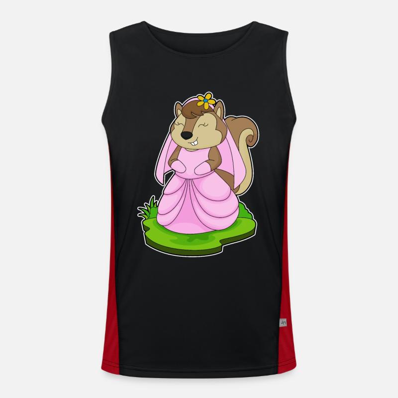 Squirrel Bridal Flower Wedding - Men's Functional Contrast Tank Top  - black/red
