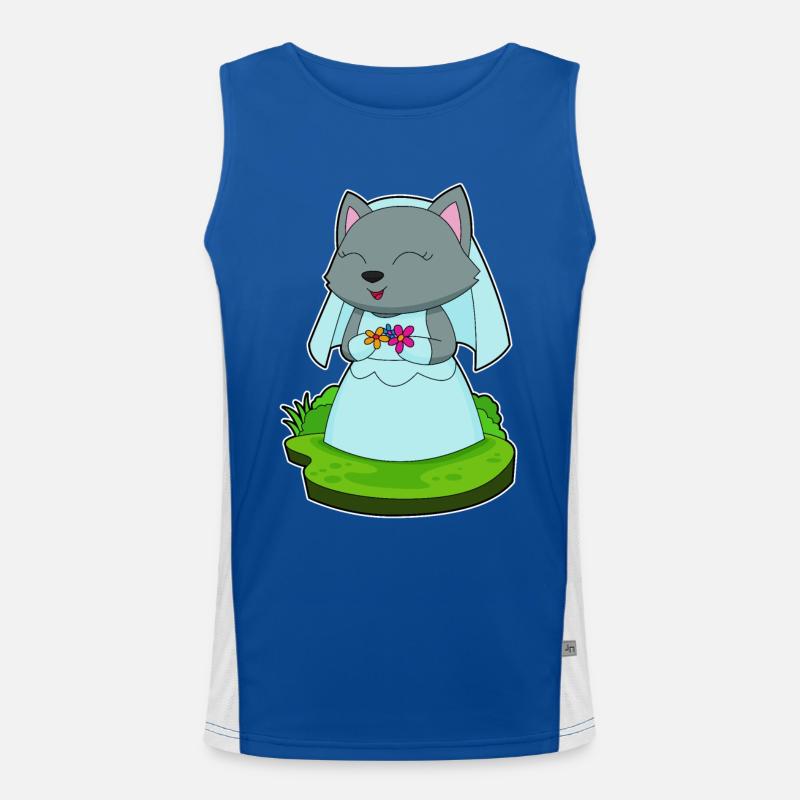 Katze Braut Blumen Hochzeit Funktionelles Kontrast-Tank Top für Männer 