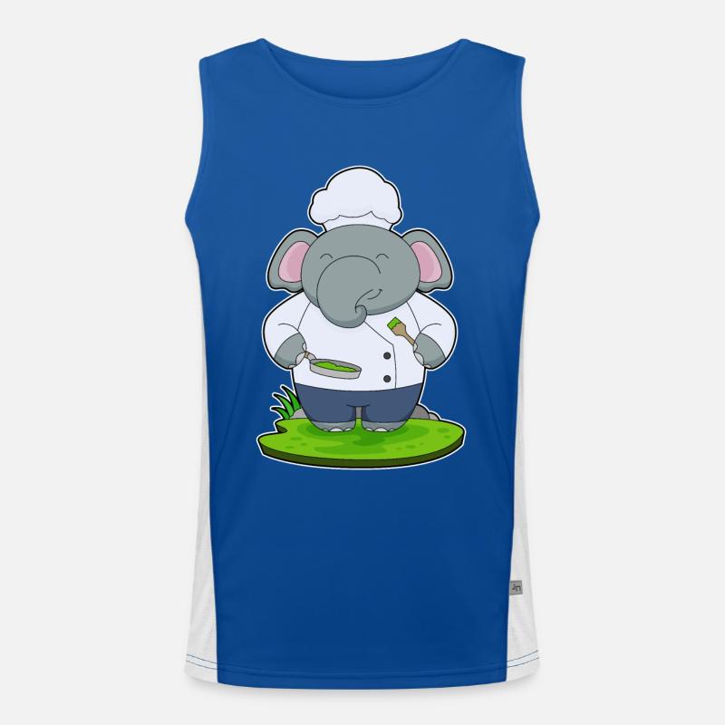 Elephant cooking pan Men's Functional Contrast Tank Top 
