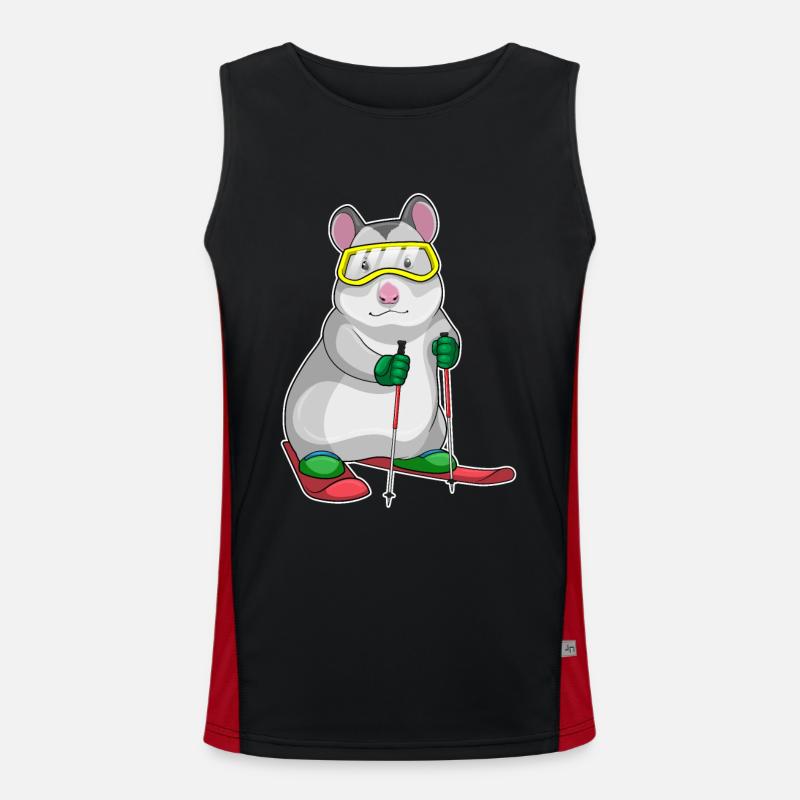 Hamster Skier Ski - Men's Functional Contrast Tank Top - black/red