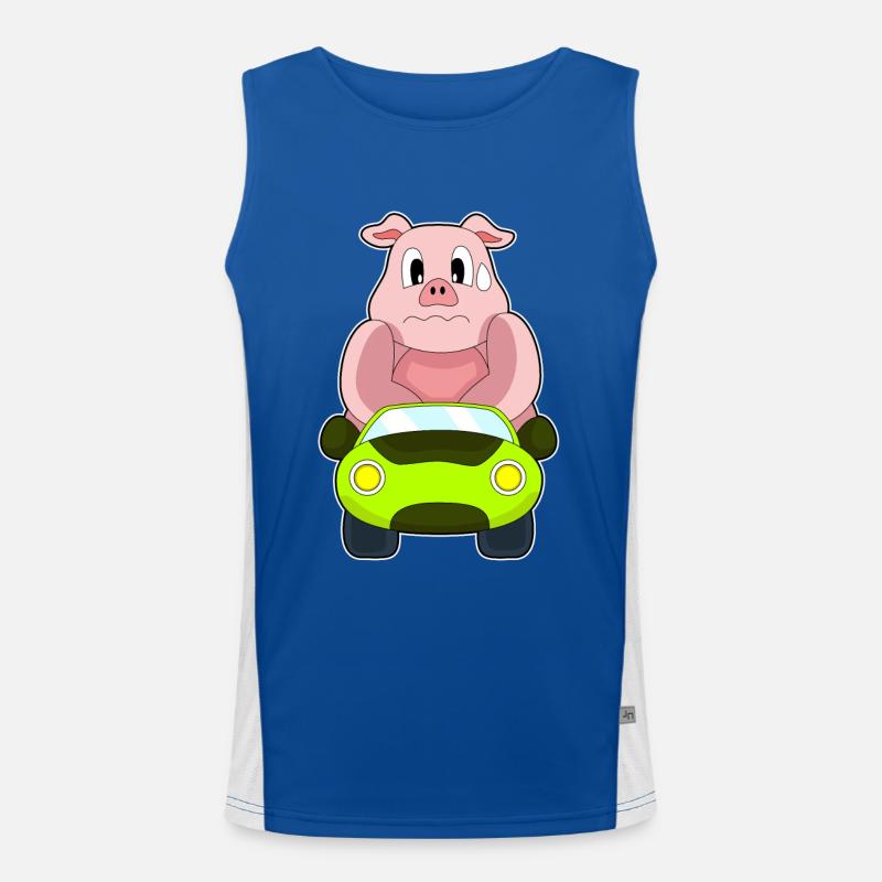 Schwein Auto Funktionelles Kontrast-Tank Top für Männer 