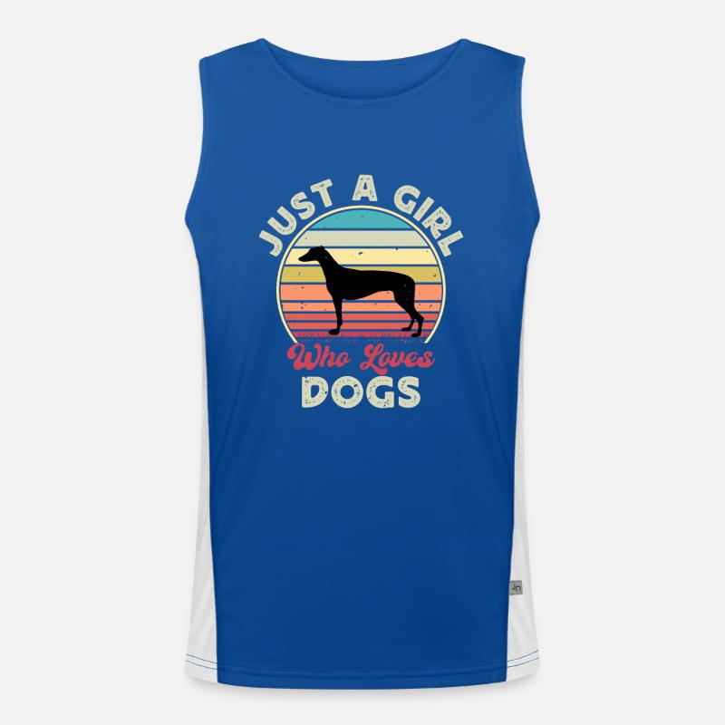Grey Hound Hund Lover Silhouette Vintage Sunset Funktionelles Kontrast-Tank Top für Männer 