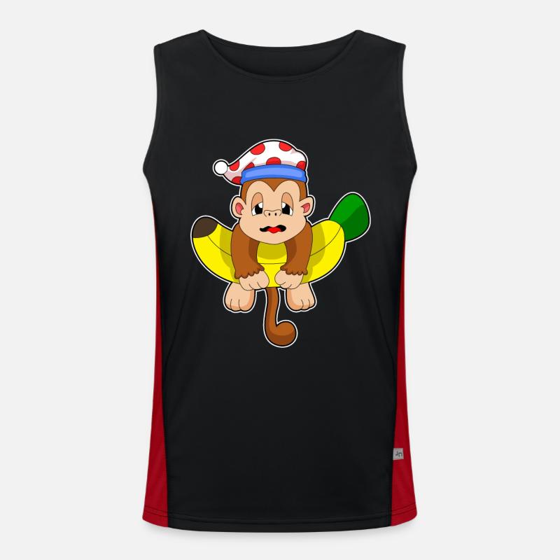 Monkey Sleeping Night Hat - Men's Functional Contrast Tank Top - black/red