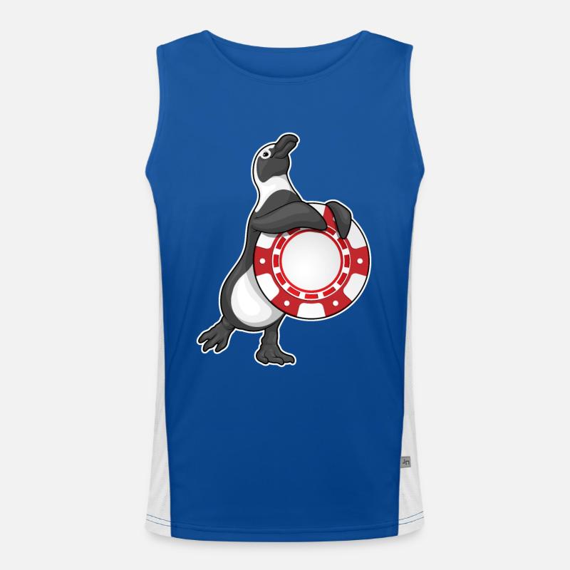 Pinguin Poker Pokerchips Funktionelles Kontrast-Tank Top für Männer 
