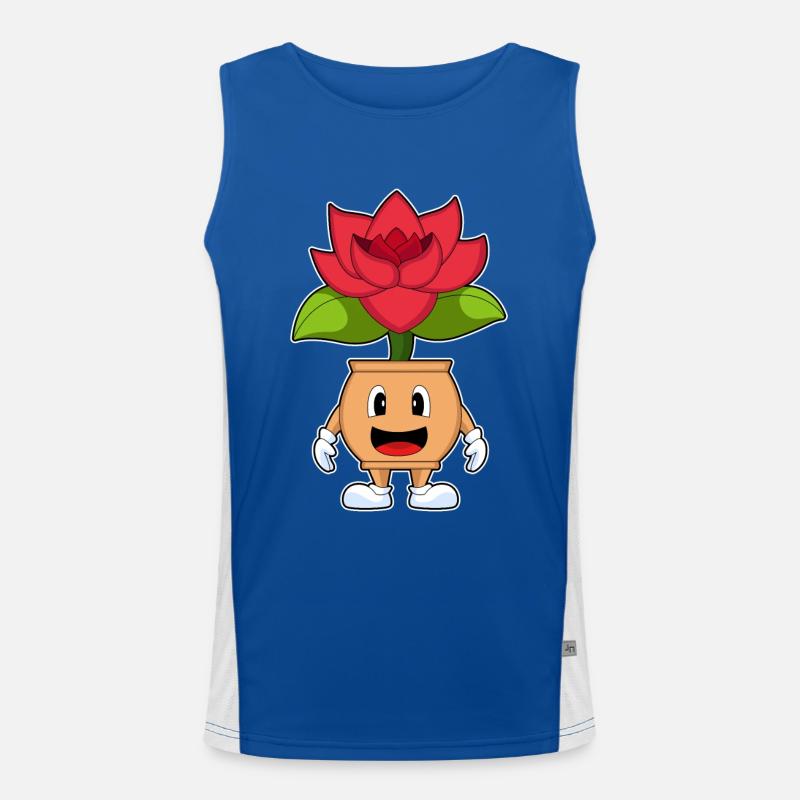 Flowerpot Rose Flowers Men's Functional Contrast Tank Top 
