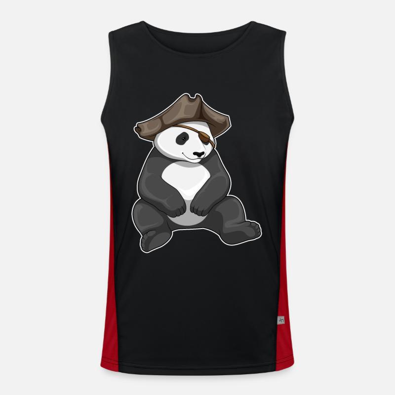 Panda Pirate Pirate Hat - Men's Functional Contrast Tank Top  - black/red