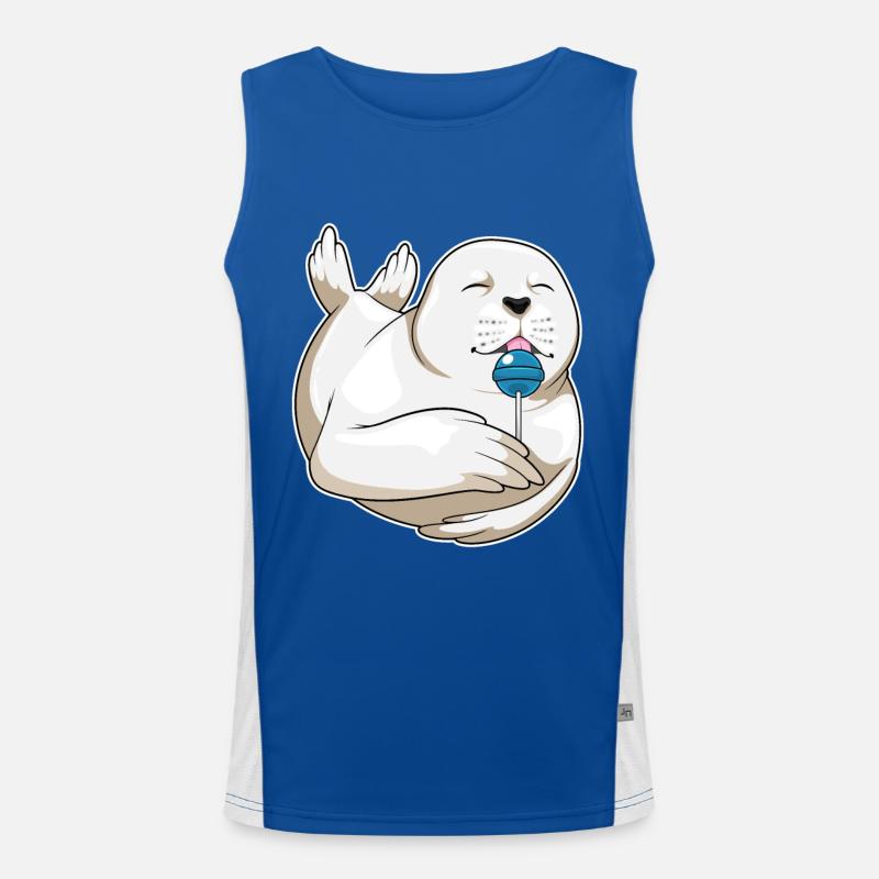Seehund Lutscher Süßigkeiten Funktionelles Kontrast-Tank Top für Männer 