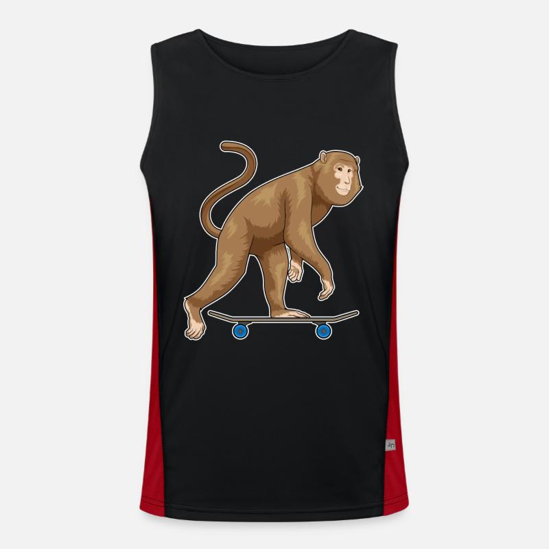 Monkey Skater Skateboard - Men's Functional Contrast Tank Top - black/red