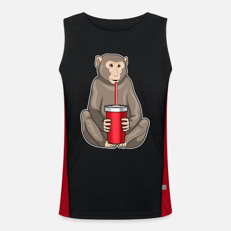Monkey drinking cup - Men's Functional Contrast Tank Top  - black/red