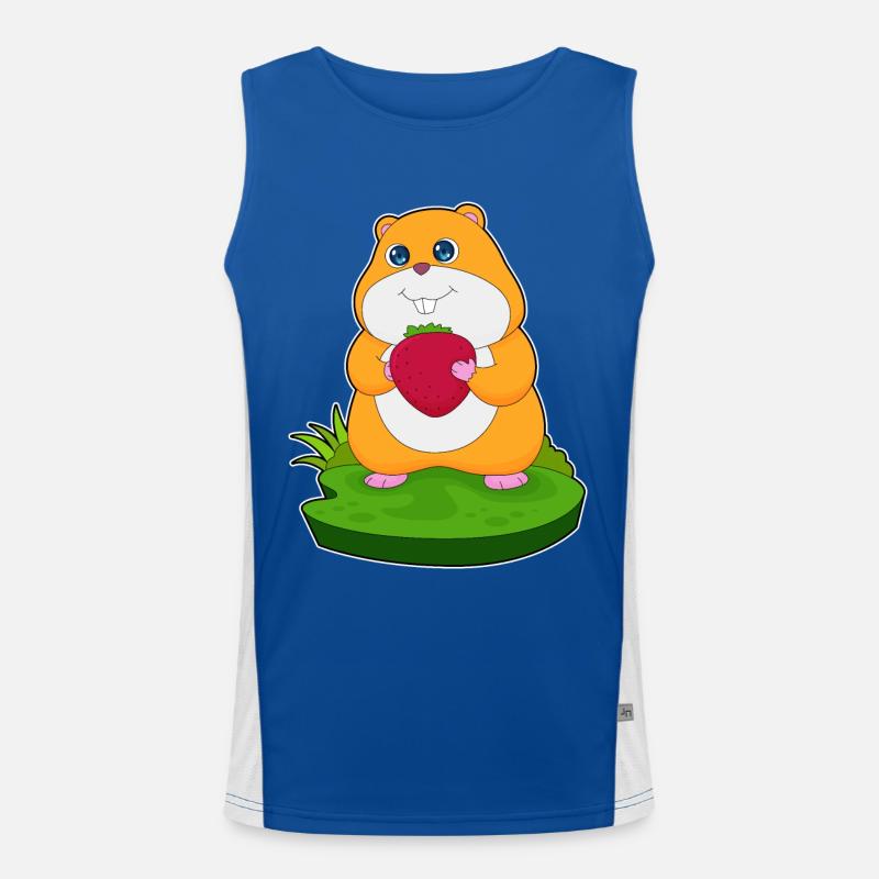Hamster Strawberry Fruit Men's Functional Contrast Tank Top 