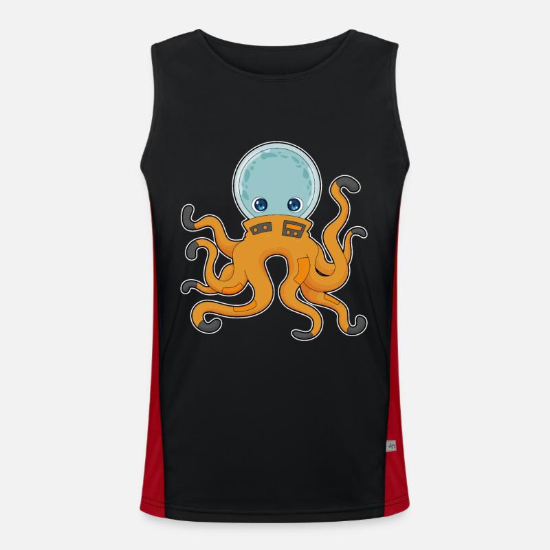 Octopus Astronaut Space - Men's Functional Contrast Tank Top  - black/red