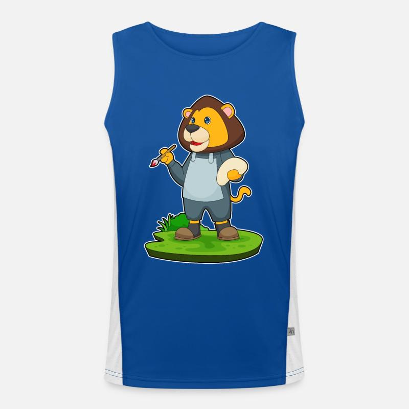 Löwe Malen Pinsel Funktionelles Kontrast-Tank Top für Männer 