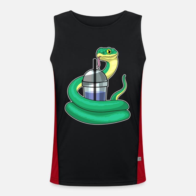 Snake Bubble Tea - Men's Functional Contrast Tank Top  - black/red