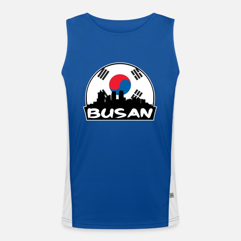 Busan, Corée du Sud, drapeau, Skyline, silhouette, voyage Débardeur respirant contrasté Homme 