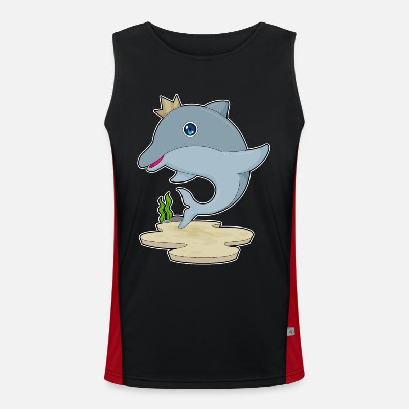 Dolphin King Crown - Men's Functional Contrast Tank Top - black/red