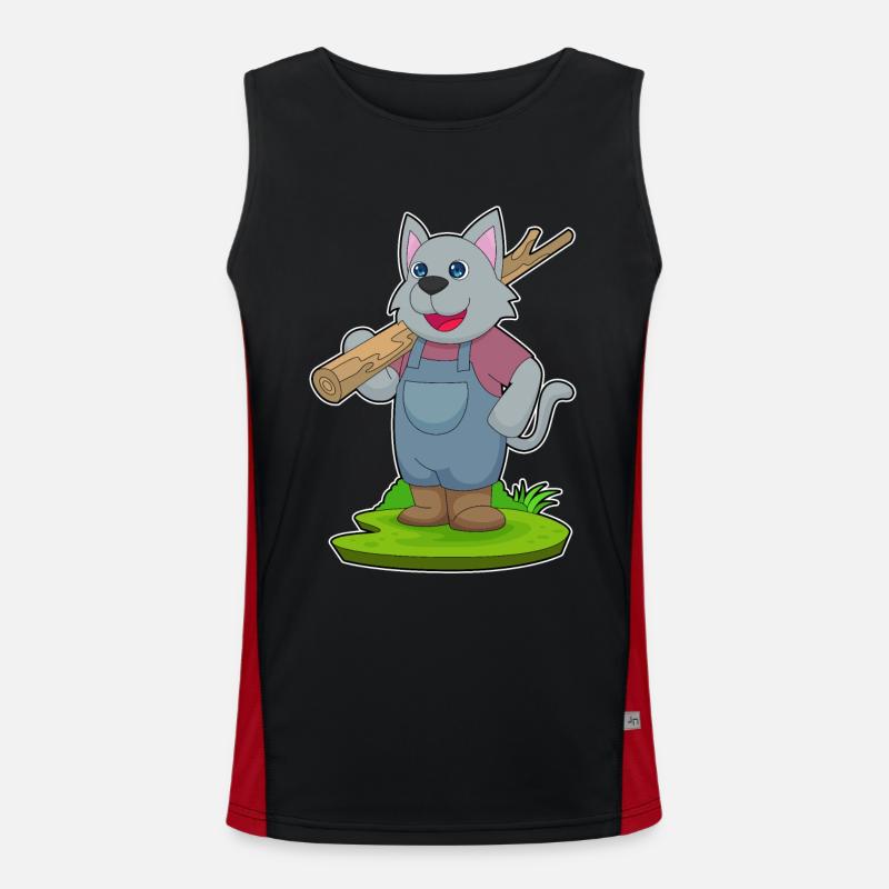 Cat Farmer Tree Trunk - Men's Functional Contrast Tank Top - black/red