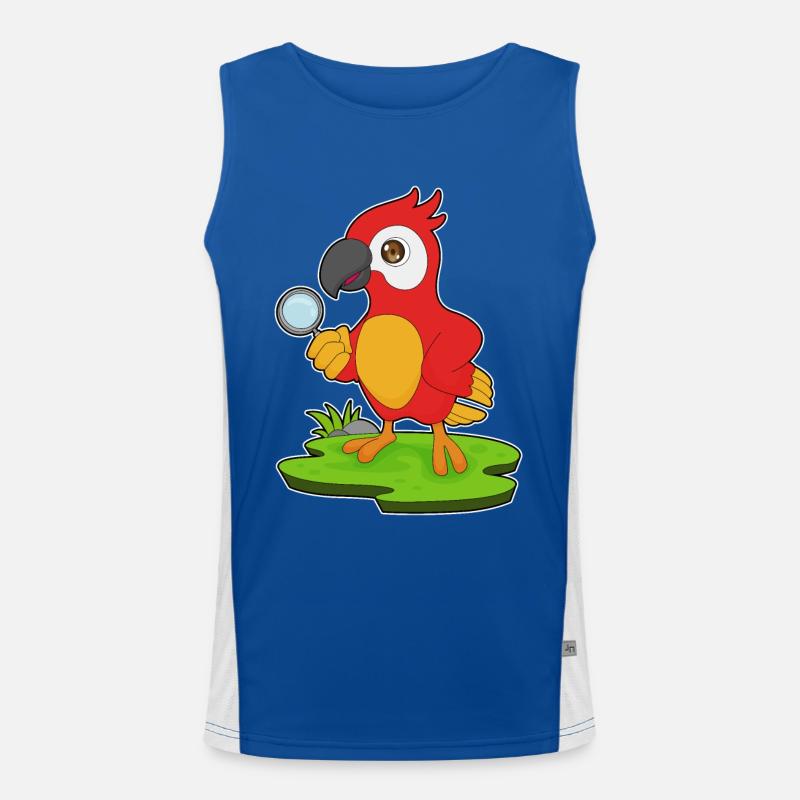 Parrot Detective Magnifier Men's Functional Contrast Tank Top 