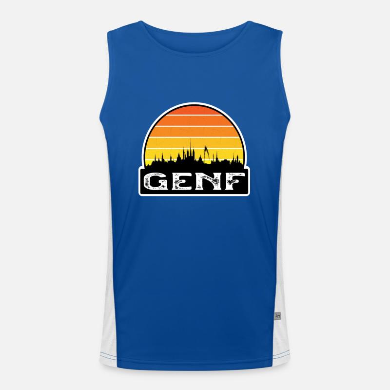 Drapeau de la Suisse Gêne Skyline Souvenir de voyage Débardeur respirant contrasté Homme 