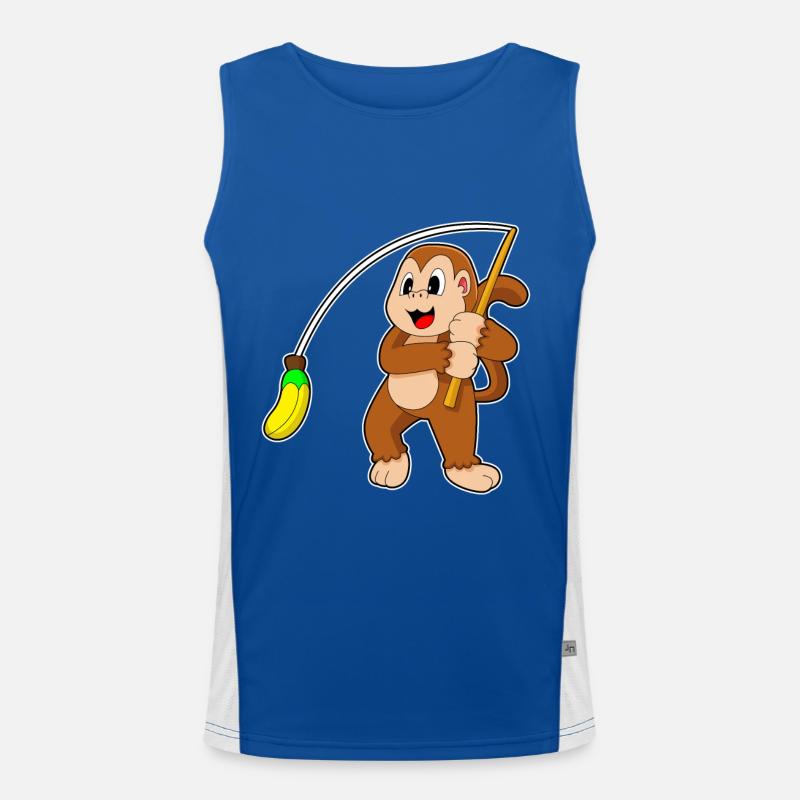 Affe Banane Angler Angel Funktionelles Kontrast-Tank Top für Männer 