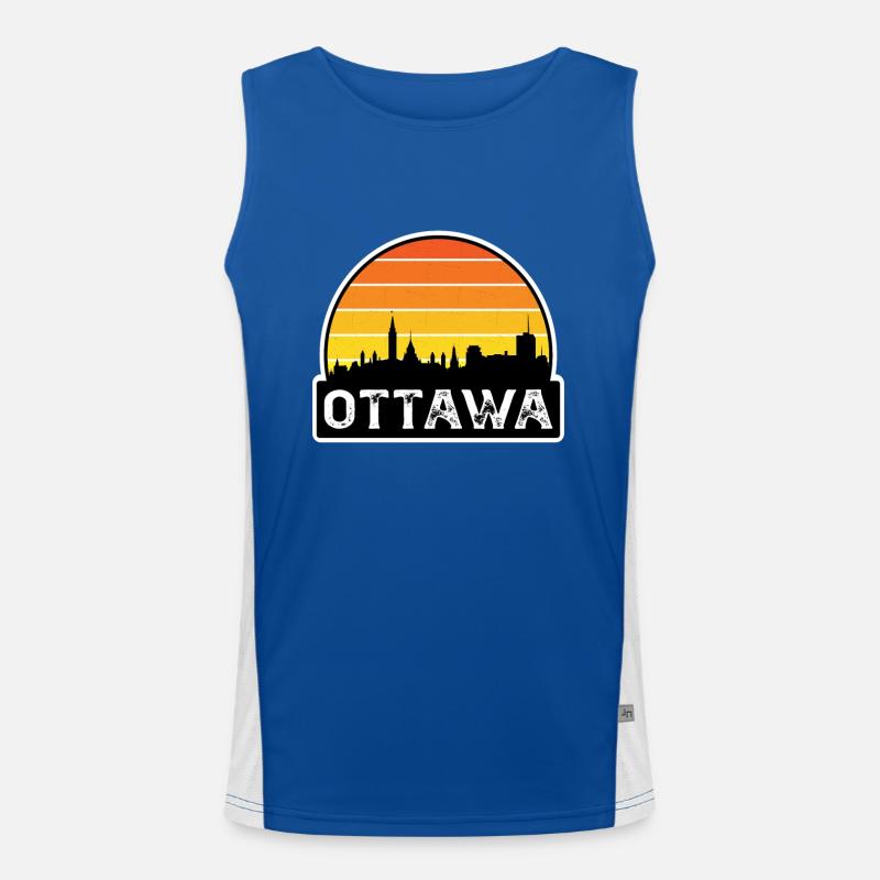 Souvenir de voyage de la ligne d’horizon du drapeau du Canada d’Ottawa Débardeur respirant contrasté Homme 