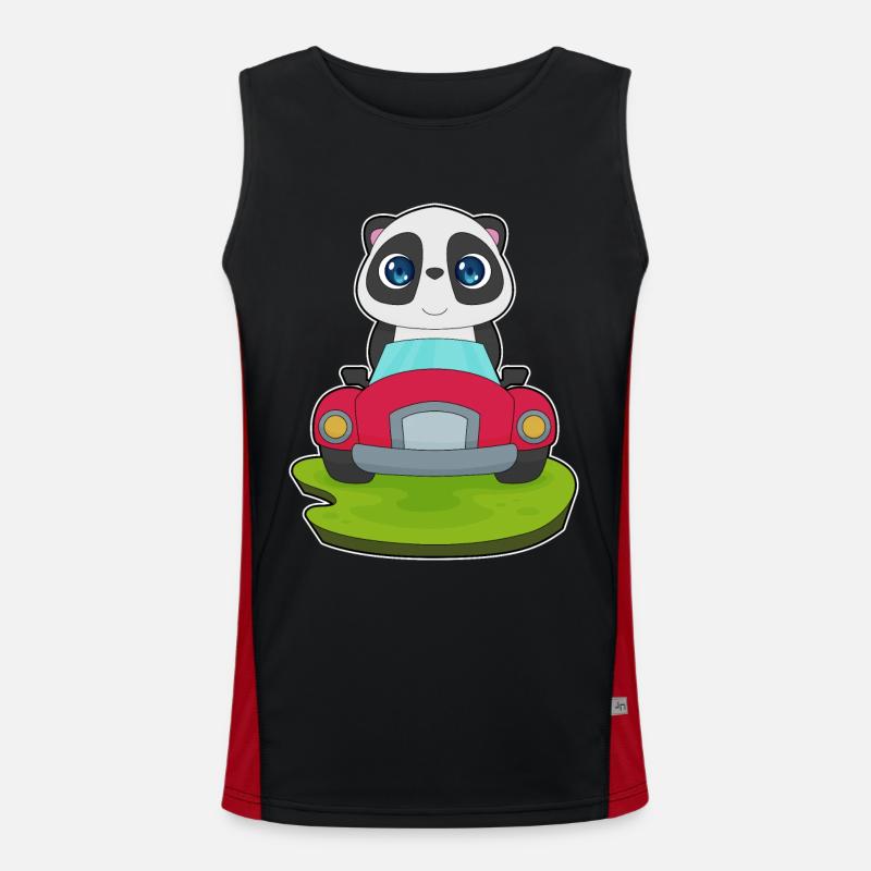 Panda Car - Men's Functional Contrast Tank Top  - black/red
