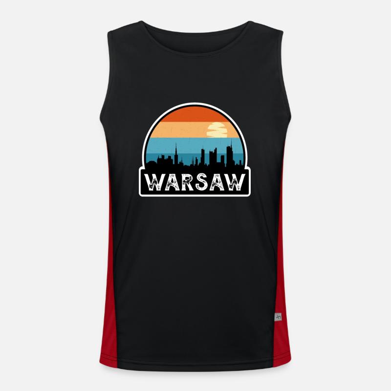 Varsovie Pologne Flag Skyline Souvenir de voyage Débardeur respirant contrasté Homme 