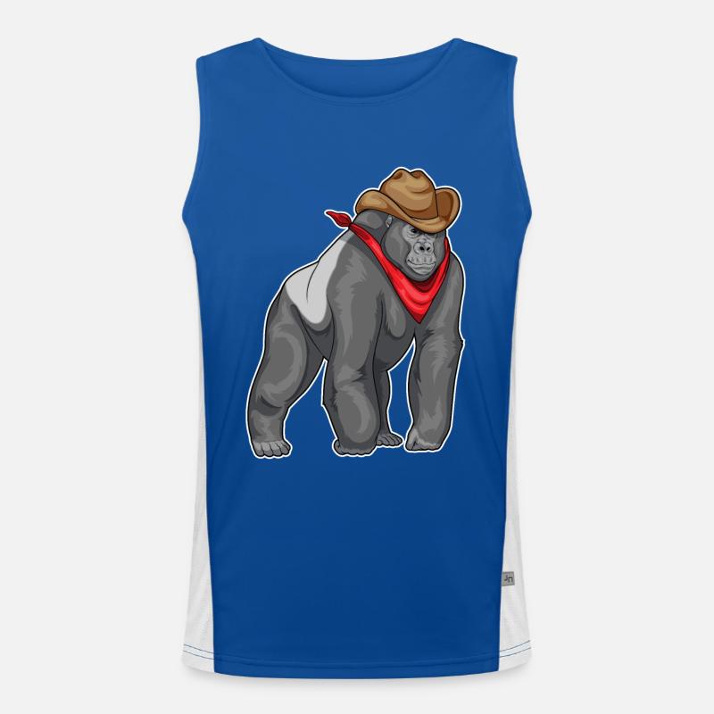 Gorilla Cowboy Cowboy Hat Men's Functional Contrast Tank Top 