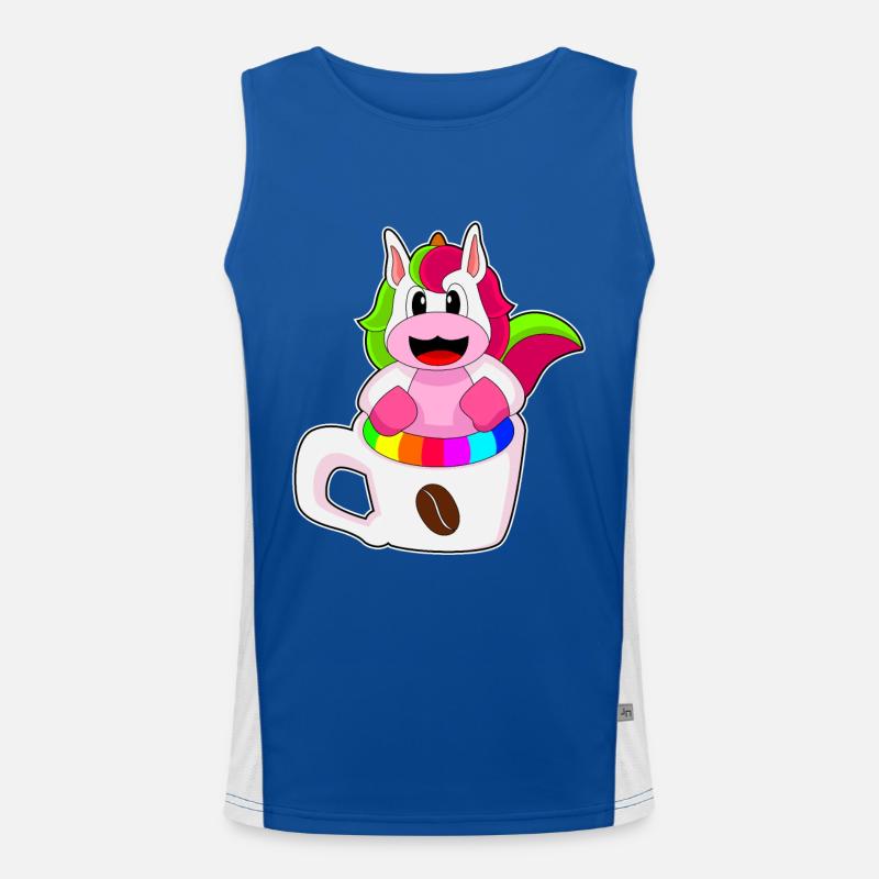 Einhorn Kaffee Kaffeebecher Funktionelles Kontrast-Tank Top für Männer 