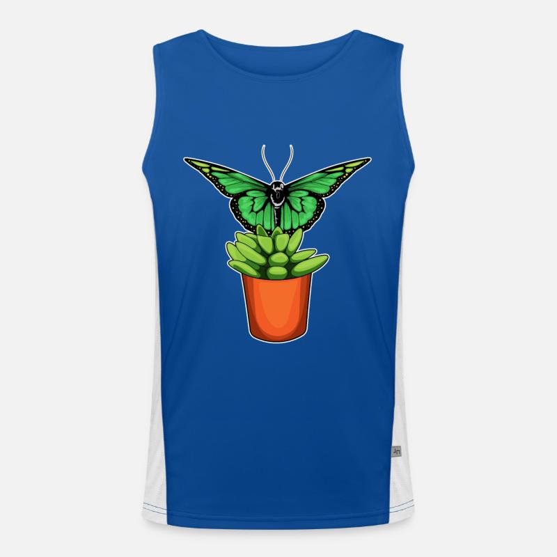 Schmetterling Blumentopf Blume Funktionelles Kontrast-Tank Top für Männer 