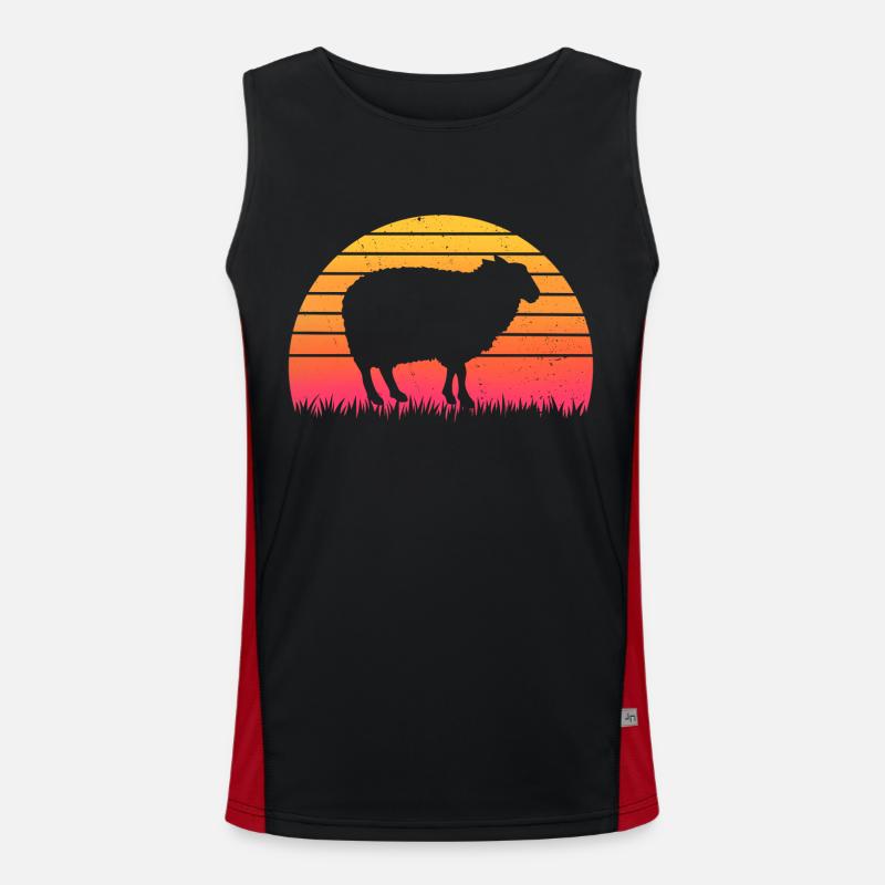 Retro Sunset Sheep T-Shirt Sheep Men's Functional Contrast Tank Top 