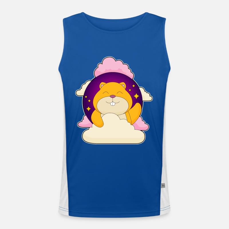 Hamster, Night, Stars, Clouds Men's Functional Contrast Tank Top 