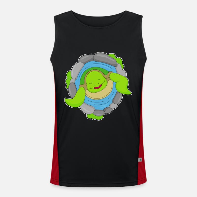 Turtle in hot spring - Men's Functional Contrast Tank Top  - black/red