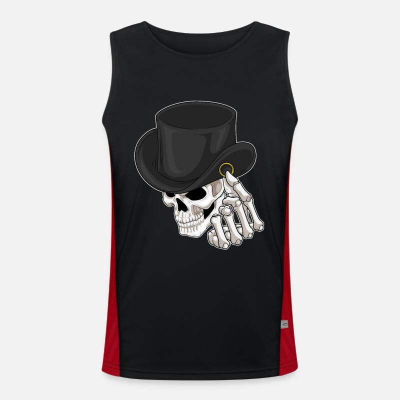 Skull Groom Wedding Ring - Men's Functional Contrast Tank Top  - black/red