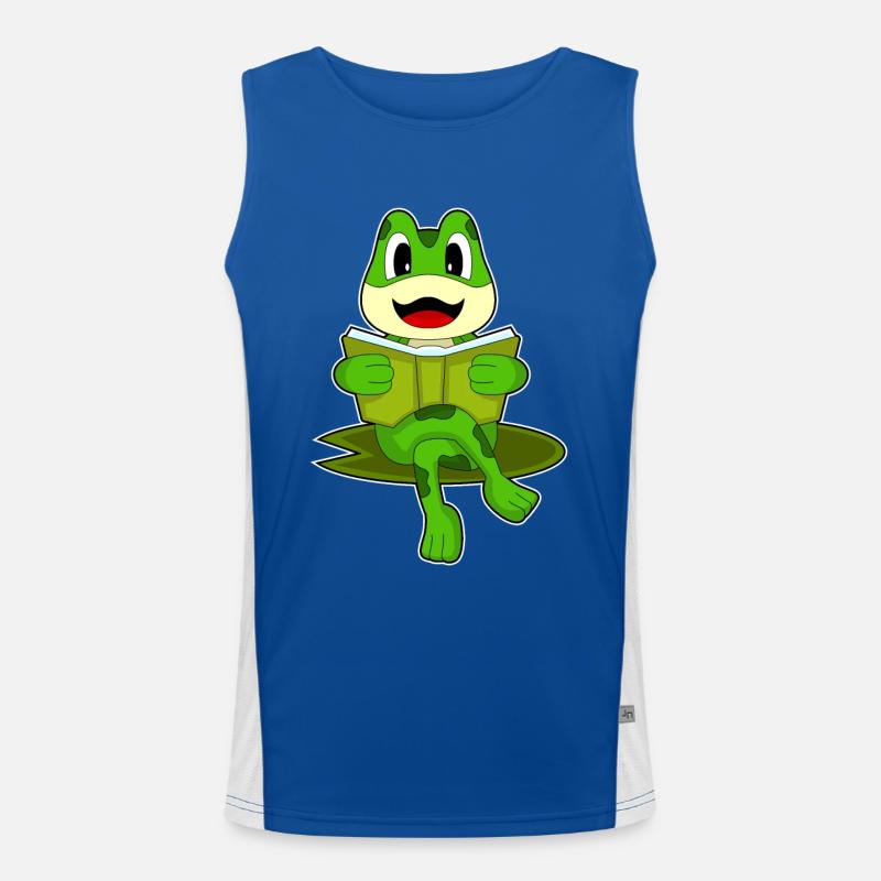 Frosch Nerd Buch Funktionelles Kontrast-Tank Top für Männer 