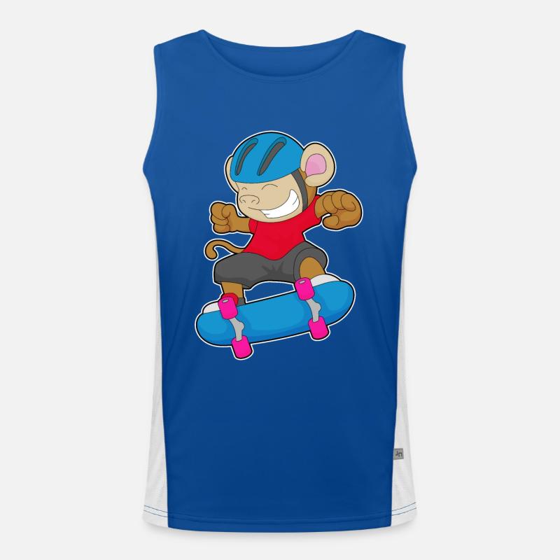 Monkey Skater Skateboard Sport Men's Functional Contrast Tank Top 