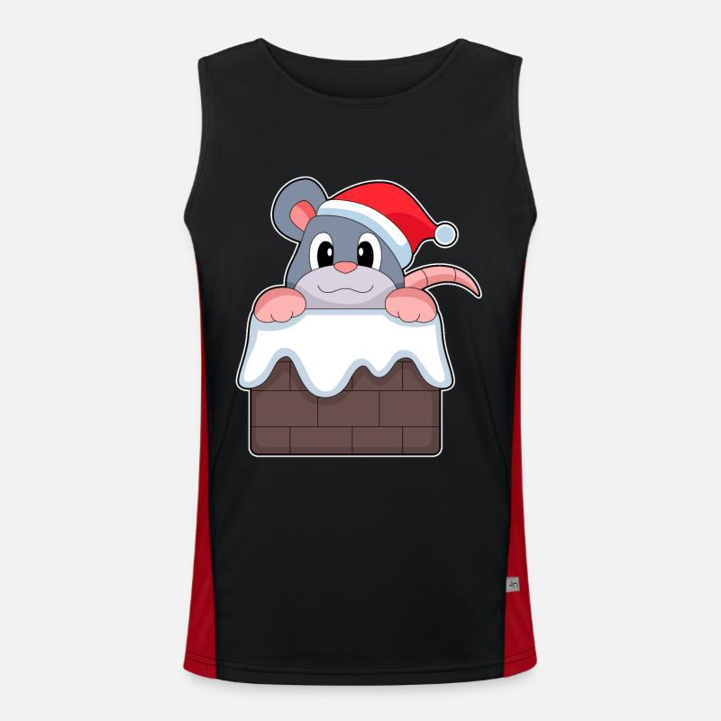 Mouse Christmas Stone Wall - Men's Functional Contrast Tank Top  - black/red