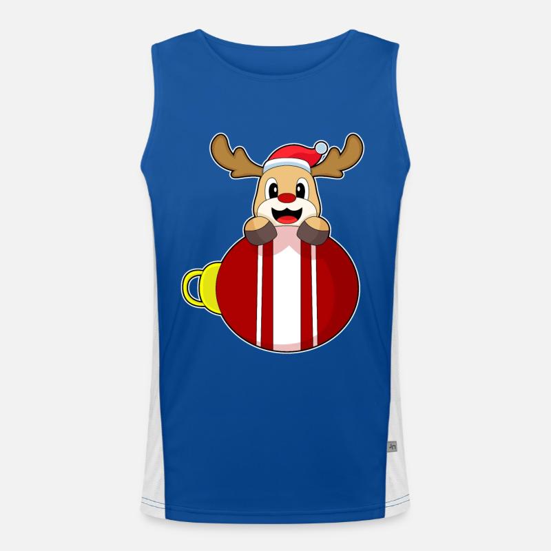 Reindeer Christmas Christmas Bell Men's Functional Contrast Tank Top 