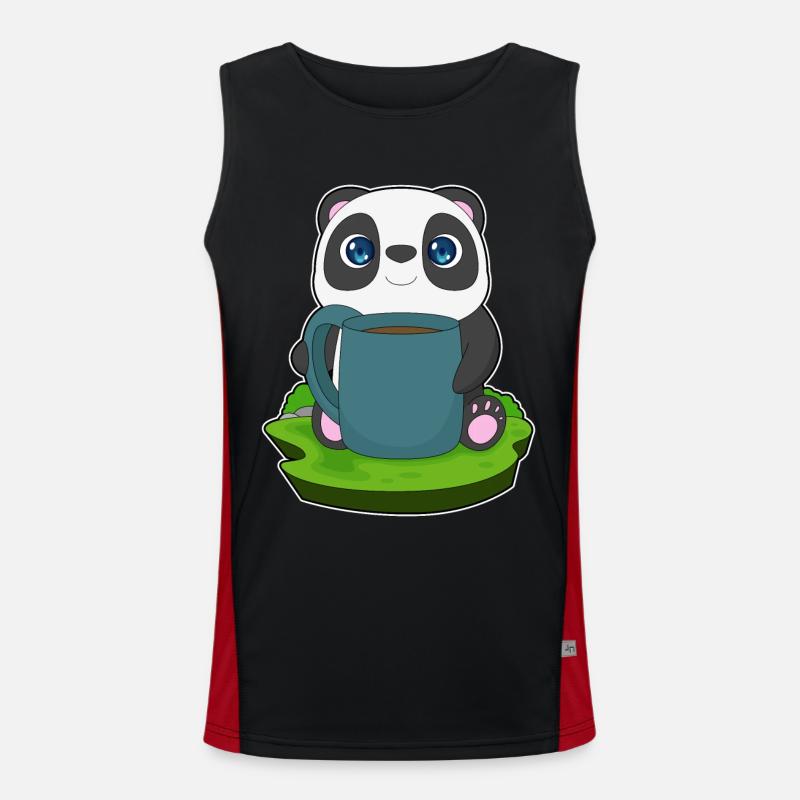 Panda Coffee Mug - Men's Functional Contrast Tank Top  - black/red