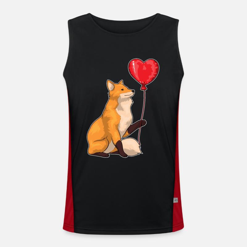 Fox Heart Balloon - Men's Functional Contrast Tank Top  - black/red