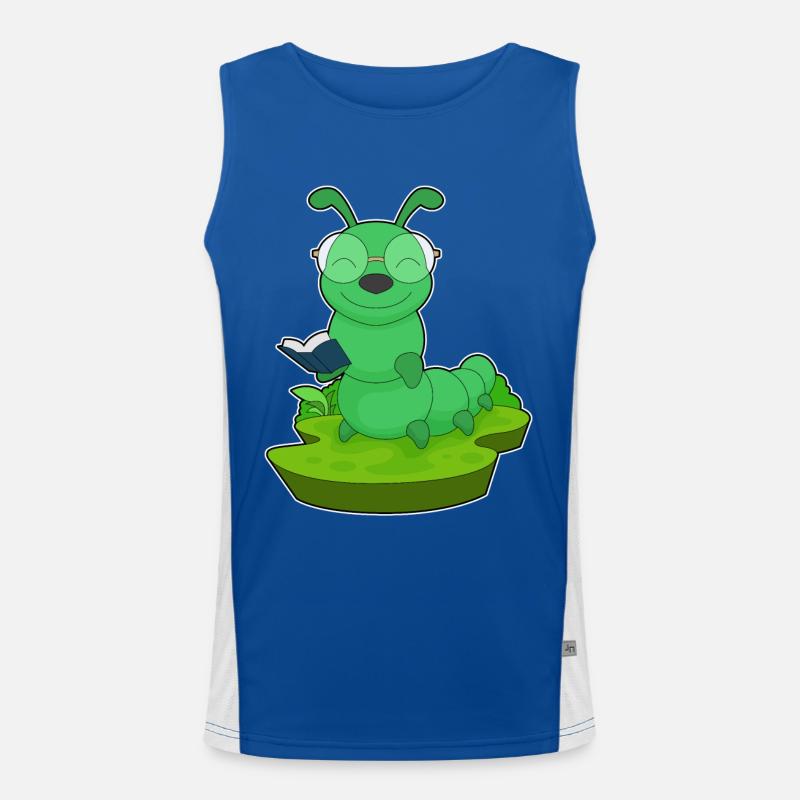 Raupe Lesen Buch Funktionelles Kontrast-Tank Top für Männer 